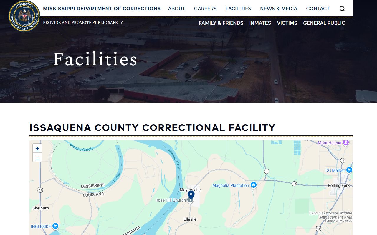 MDOC page for Issaquena County Correctional Facility with Warden Don Brown and facility contact information