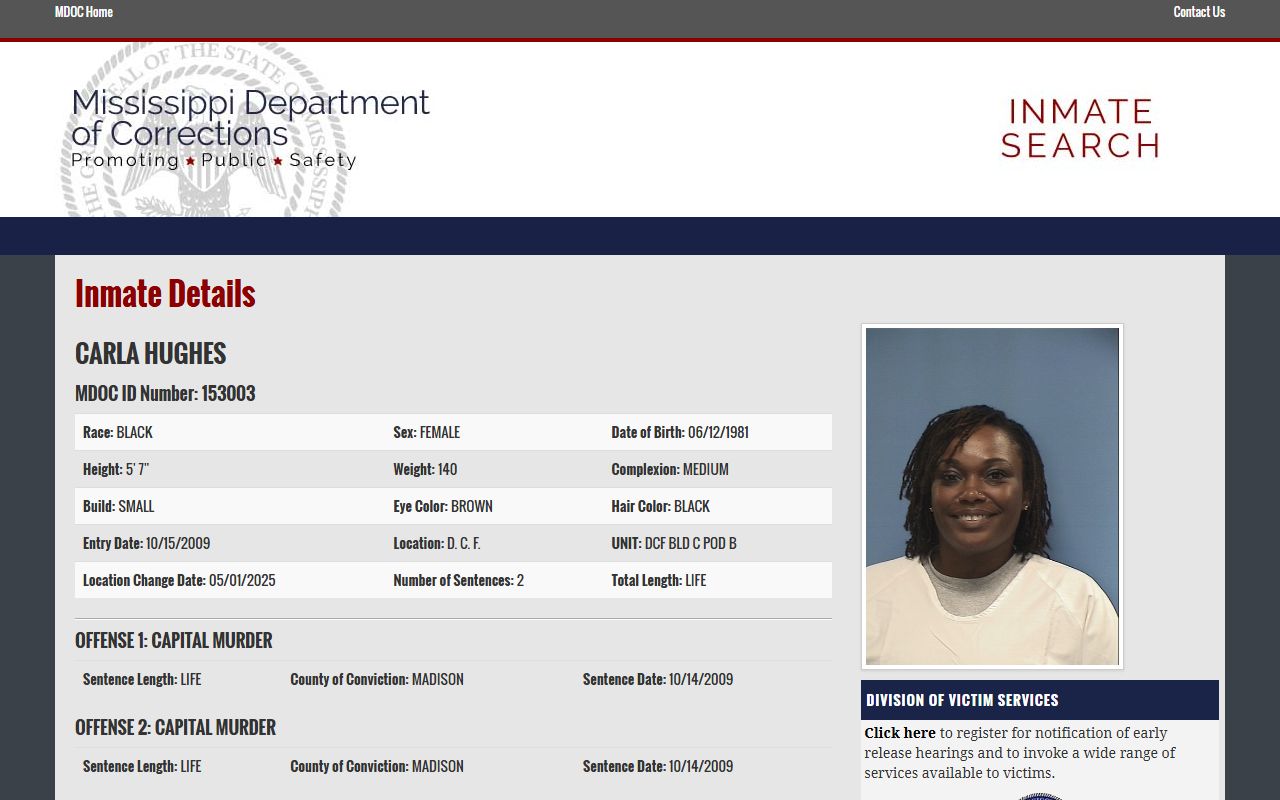 Sharkey County booking photos MDOC inmate profile comparison